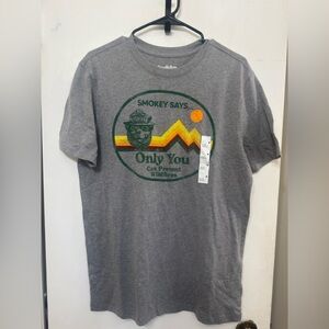 Crescent Gray Smokey Says Graphic Tee with Retro Stripe